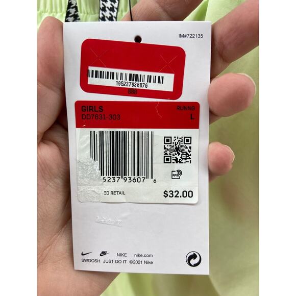 NWT Nike Shorts Girls Large Dri-FIT Tempo 2-in-1 Mongram Running Lime Ice $32.00 - Picture 9 of 10